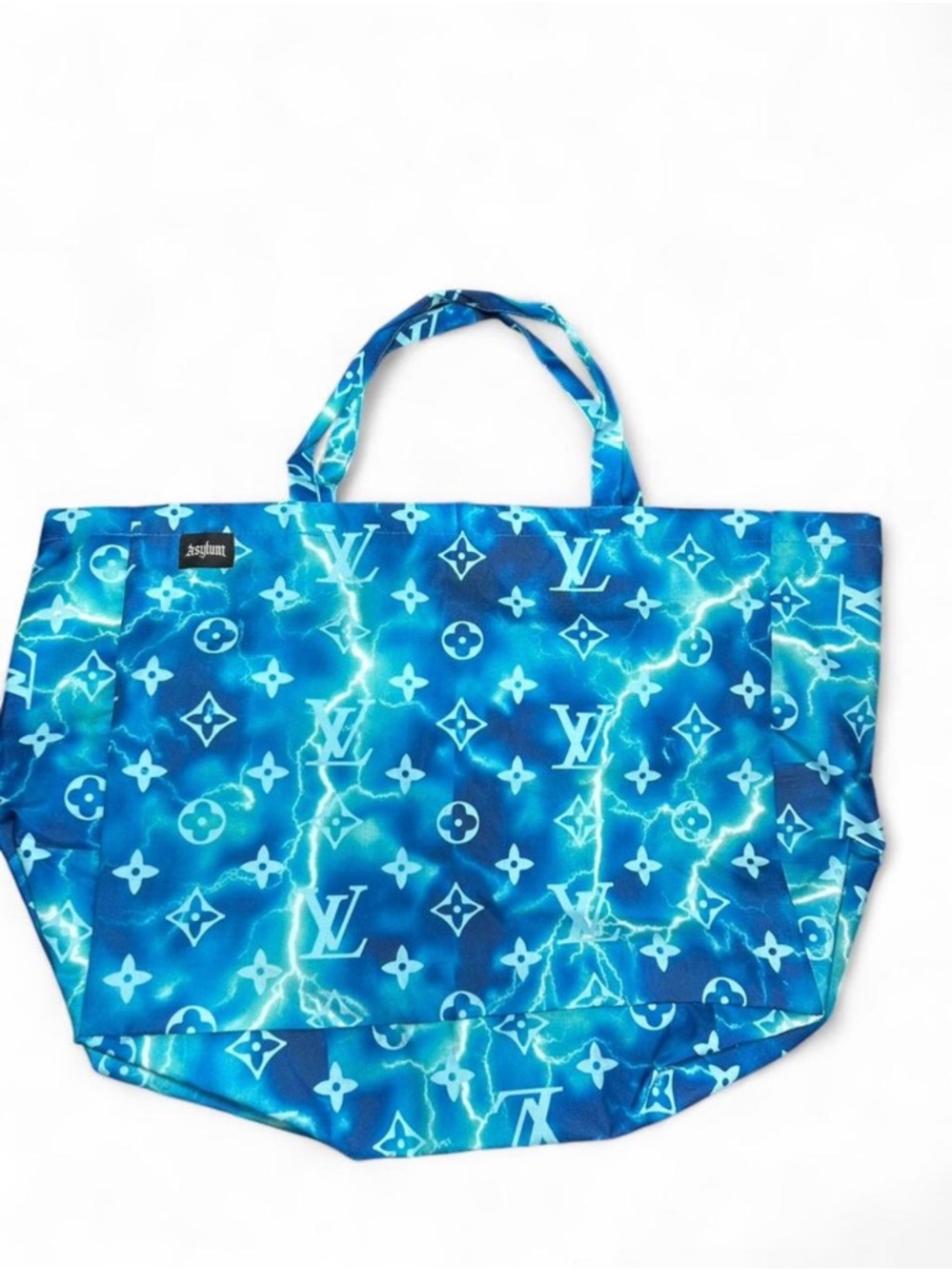 VL x Asylum Blue Lightning Bolt Tote Bag Print Pattern Style Design  - Brand New